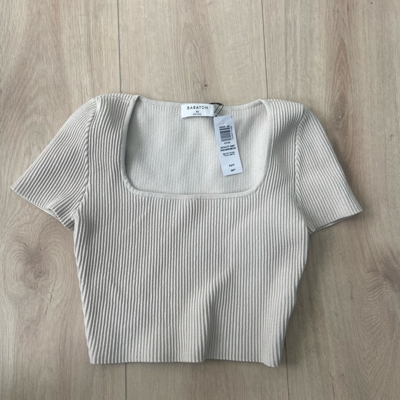 Babaton Beige Ribbed Bodysuit - Picture 1 of 3